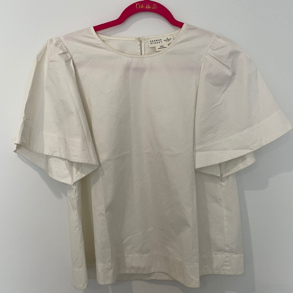 Kate Spade White Flutter Sleeve Top